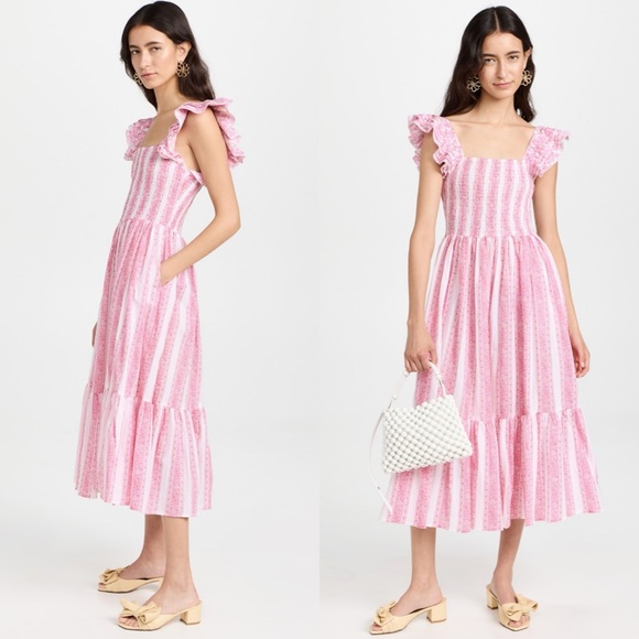 Mille | Olympia Dress in Pink Jaipur Stripe Large - Picture 8 of 8
